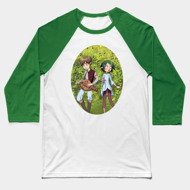 The Songstress and the Gurdy Grinder Baseball T-Shirt by Elora0321